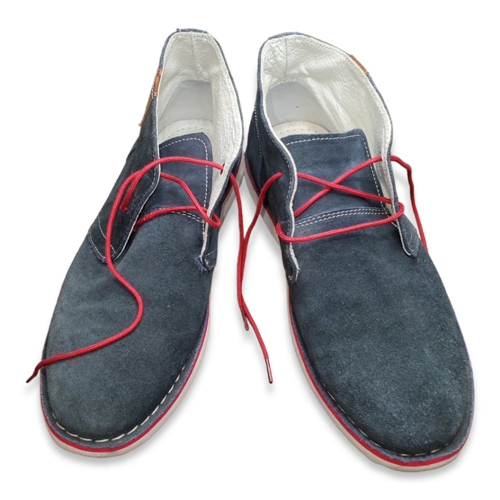 Steve Madden Igloo Chukka Boots Taupe Mens Size 9  Navy Suede Leather Sh…